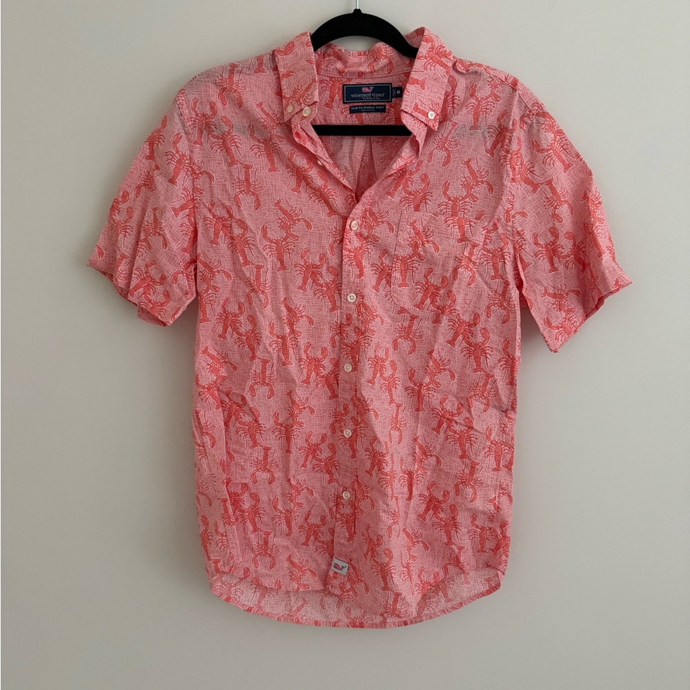 Vineyard Vines Mens Button Up Lobster Print Slim Fit Murray Shirt